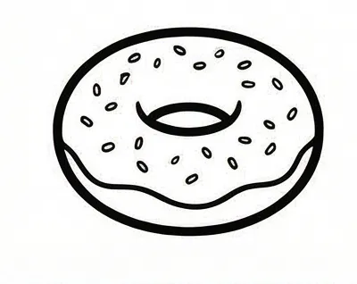 a black and white drawing of a donut.webp